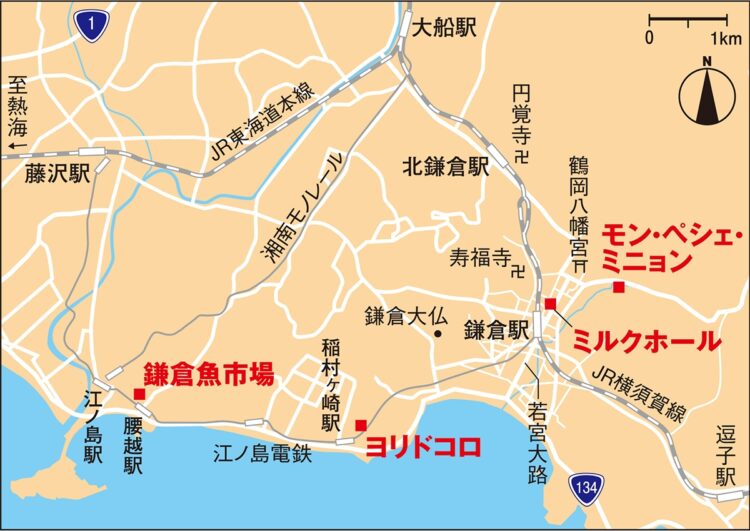 鎌倉の名所・名店MAP