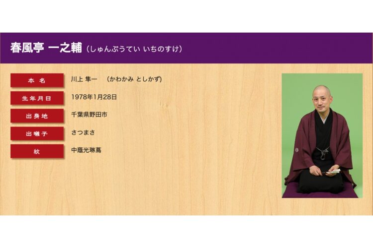 「今最もチケットが取れない落語家」と言われる春風亭一之輔（落語協会のHPより）