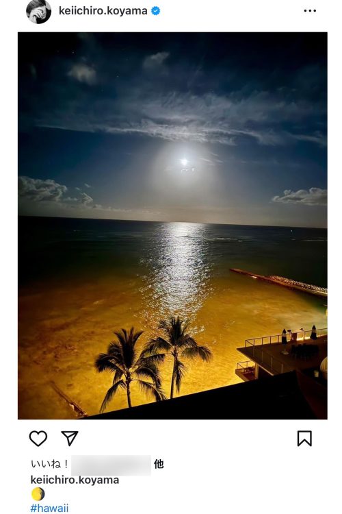 夜のハワイの海(Instagramより)