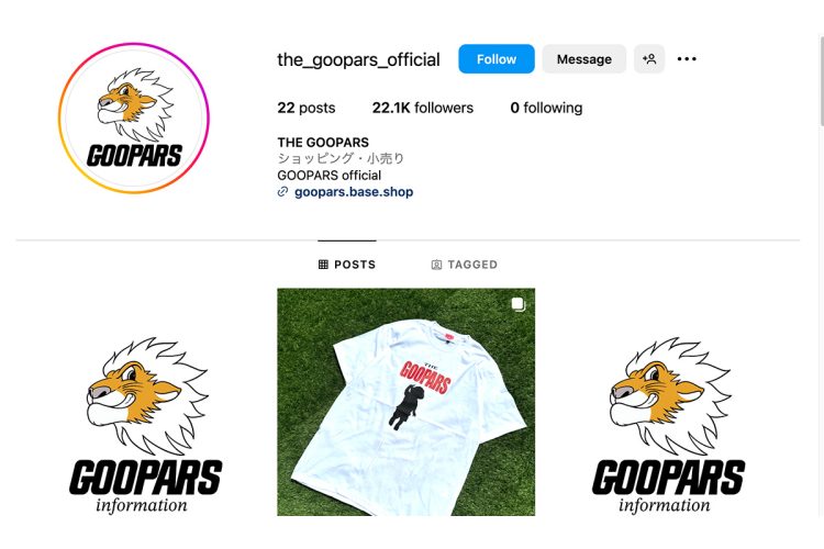 『GOOPARS』の公式インスタグラム