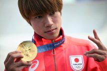 パリ五輪・スケートボード男子ストリート／金メダルの堀米雄斗（AFP＝時事）