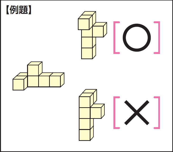 回転させることで同じ形になる図形を探す「メンタル・ローテーション」の問題（例題）