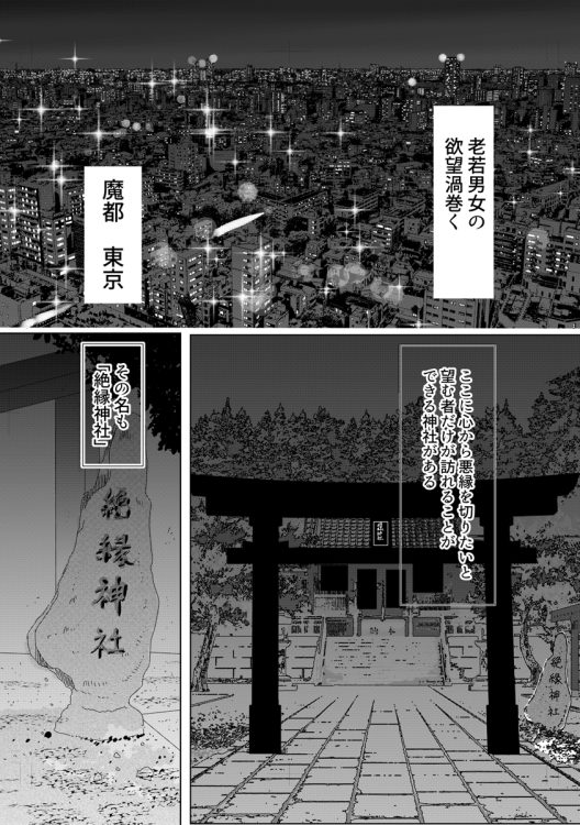 黒い鳥居を持つ不思議な神社が目の前に現れ、黒い袴を身にまとったミステリアスな巫女・エマがささやきかける