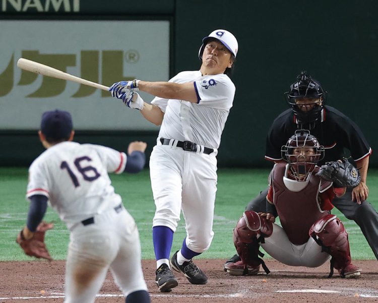 3点本塁打を放つ松井秀喜氏