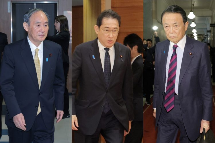 キングメーカーたちはどう動くか（左から菅義偉氏、岸田文雄氏、麻生太郎氏／時事通信フォト）