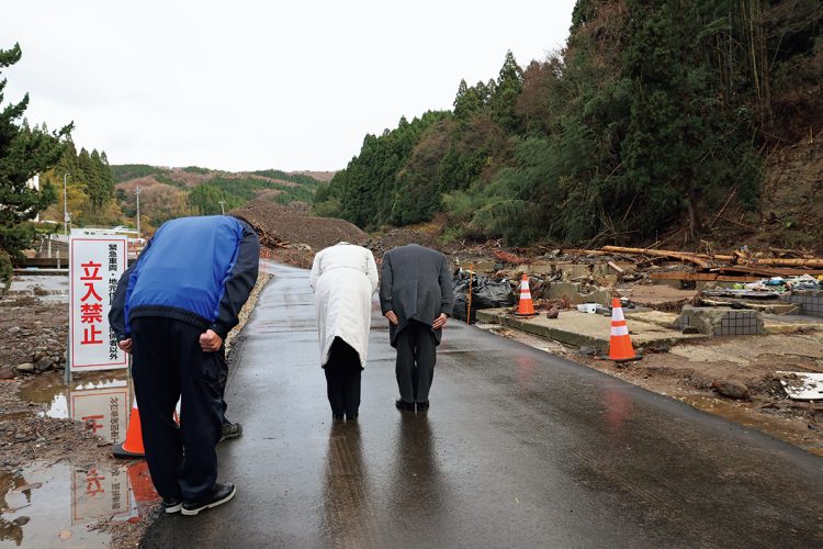 この地区では塚田川が氾濫して住宅4棟が押し流された（2024年、石川県輪島市。撮影／JMPA）