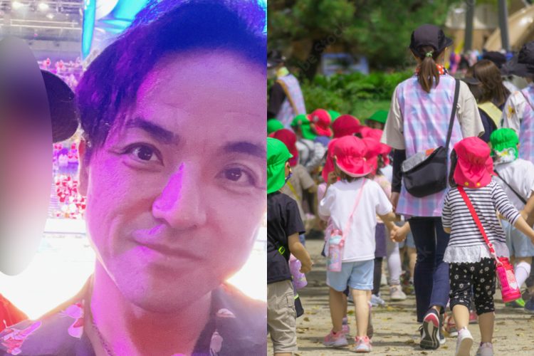 ライオンの子保育園の創業者である末広尚希氏（左・Xより、保育園の写真はイメージです）