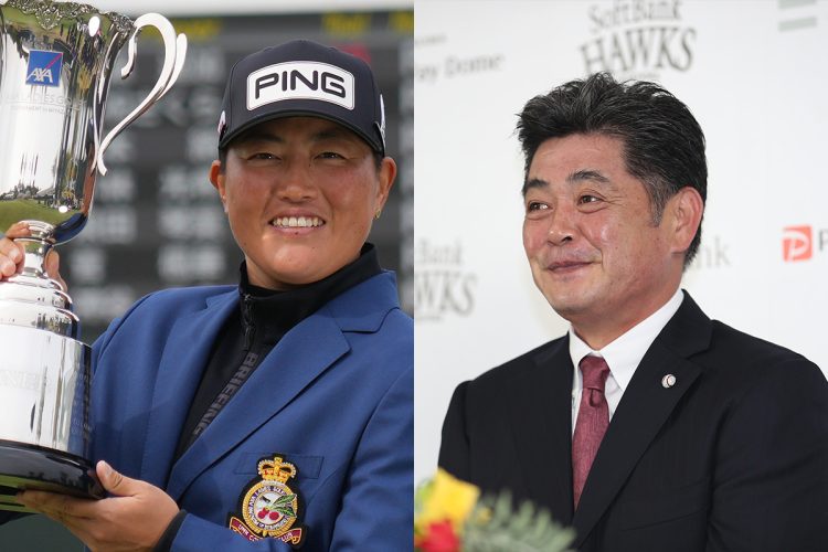 工藤遥加（左）の初優勝を支えた父・公康氏（時事通信フォト）
